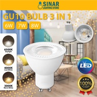 3 Color LED GU10 7W Spotlight Bulb Track Light Bulb 3 in 1 Eyeball Bulb Mentol Lampu