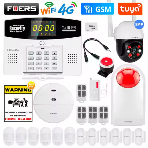 Fuers W214 4G WIFI Tuya Smart Alarm System Wireless Burglar GSM Smart Home Security Alarm Control LC