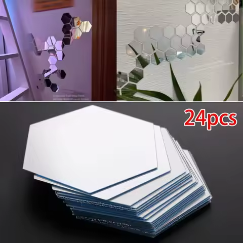 Small Mirror Sticker Acrylic Wall Sticker Hex Self-Adhesive Mosaic Tiles DIY Bathroom Home Decor 80x