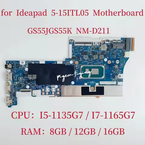 NM-D211 Mainboard For Lenovo Ideapad 5-15ITL05 Laptop Motherboard CPU: I5-1135G7 I7-1165G7 RAM: 8GB 