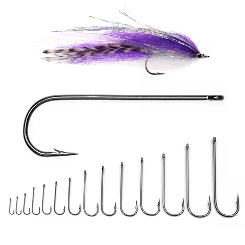 100pcs #16-3/0 Aberdeen Long Shank Fish Hook Sabiki Rig Jig Lure Streamer Fly Hook Saltwater Freshwa