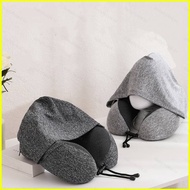 B4 Travel Neck Pillow with Hoodie U-Shaped Memory Cotton Foam Soft Comfortable Airplane Travel Kit 4