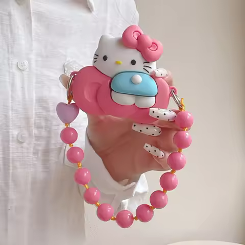 Cute Bow Sanrio Hello Kitty Bracelet Earphone Case For Apple Airpods 1 2 3 4 Pro2 Pro3 Silicone Prot