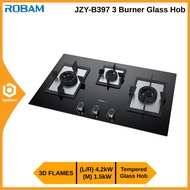 Robam B397 Built-in Hob 3 Burner 3D Flame Tempered Glass Gas Hob 86cm