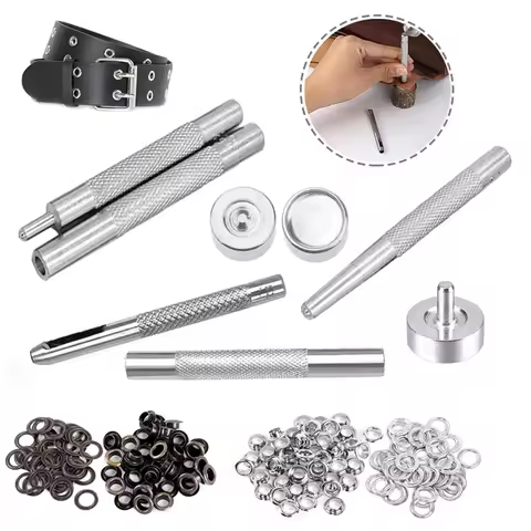 80sets Metal Eyelet Grommet Punch Installer Tool Set for Belt Clothes Canvas Curtains Shoes Tent 4mm