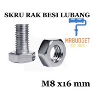 Skru Rak Besi lubang  (M8x16mm)/Skru bolt and nut for angle slotted bar