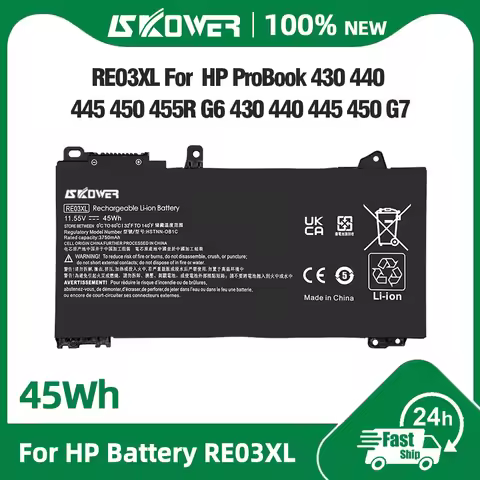 SKOWER RE03XL Battery For HP ProBook 430 440 445 445R 450 455R 455 G6 G7 ZHAN 66 Pro 13 14 15 G2 G3 