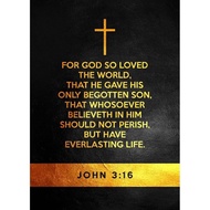 1Pcs Canvas Print Art Design John 3:16 Bible Verses Cross Painting Canvas Print Scripture Wall Decor