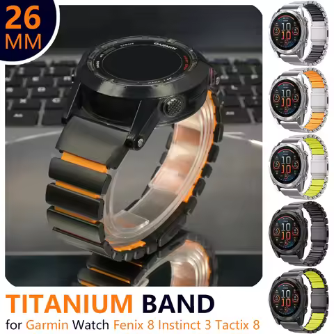 26mm Titanium Band for Garmin Watch Fenix 8 7X Pro Tactix 7 Quick Fit Stainless Steel Strap for Garm