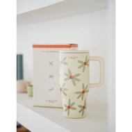 900ml Flower Printing Tumbler Insulated Tumbler with Folding Straw Aesthetic Tumbler Portable Tumble