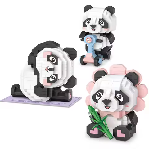 Loz Panda Building Blocks Creative Mini Dessert Particles DIY Assembly TV Fan Fridge Model Bricks De