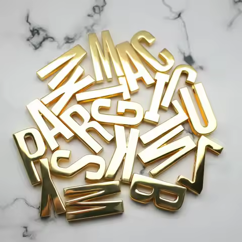 1PC/lot Hole 30mm Golden Slide Letter diy slide charm Plain English Alphabet Fit For 30MM Keychains 