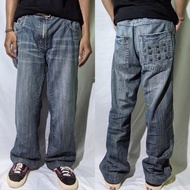 Celana Panjang Longpants Jeans Khan Blue Washed Fading Original Second