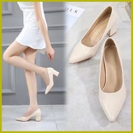 § ❈ ⚛ NOBLESSE Korean Pointed Toe Block Heels Office Shoes