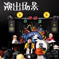 Lepin Insert Building Blocks Compatible Living Performance Concert MOC City Raw Music Festival Stage Scene Minifigure Small Particles