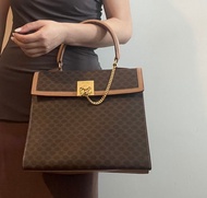 Celine Kelly凱旋門啡色手提包肩背側肩袋 送肩帶 中古vintage