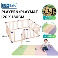 [SG] IMP HOUSE JollyBaby Solid wood indoor playpen 120x180cm / Playmat 4mm thickness Baby Safty