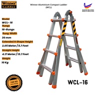 Winner Aluminium Compact Ladder WCL-16 Multipurpose Ladder 16 Step Tangga Serbaguna 16 Step 150KG Du