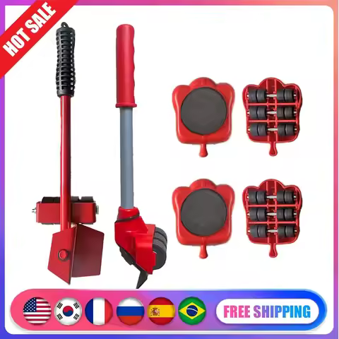 5pcs Set Furniture Lifter Heavy Duty Furniture Mover Transport Moving System 4 Move Roller 1 Wheel B