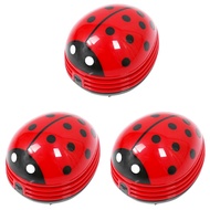 3X Ladybug Patterned Battery-Operated Mini Vacuum Table Dust Cleaner, Red