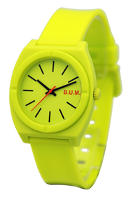 B.U.M Equipment Quartz PVC Noxin Plastic Strap Casual Young Chic Sharp Neon Round Shape Analog Women