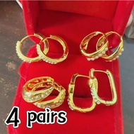 14k 4 pairs Bangkok gold earrings hoop earring