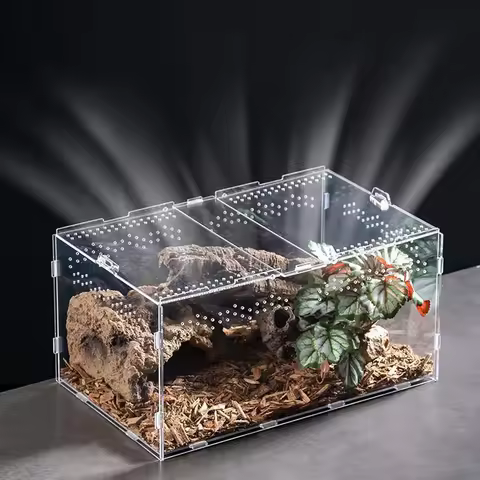 Acrylic Transparent Reptile Terrarium Breeding Box Turtle Cage Nano Arboreal Tarantula Enclosure Dea