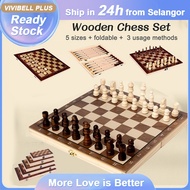【ship from MY】44 x 44cm Wooden Chess Set Folding Chess Board Game International Chess Set Table Game
