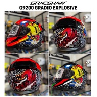 GRACSHAW FULLFACE HELMET DOUBLE VISOR GRADIO EXPLOSIVE BLACK RED ORANGE NEW DESIGN G9200