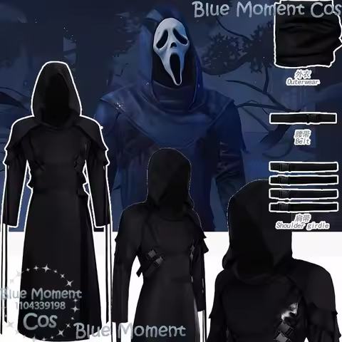 The Ghost Face Game Dead by Daylight Cosplay Disfraz mujer Black Costume Gothic Man Suit Full Set Ha