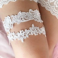 Bridal Lace Garter Set for Women White Floral Elastic Leg Garter Belt Wedding Lingerie Accessories S
