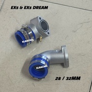 INTAKE PIPE RACING EX5 DREAM WAVE125 TENGKUK CARBURETOR 22MM 22.5MM 24MM 26MM 28MM 30MM 32MM UFO UMA