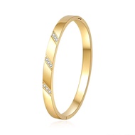 SW6 18K Gold Plated Titanium Steel Smooth Basic Cuff Bangle Bracelet for Women Waterproof Daily Brac