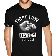 T-Shirt Printed With First Time Daddy New Dad Est 2022 Pattern Small Size Father's Day Gift For Men