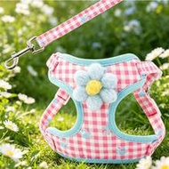 1 Set Of Universal Pet Vest For Cats/Dogs, With Checkered Small Flowers/Cartoon Footprints Design On