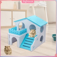 Hamster House Ventilated Design Double Layers Wooden Hamster Hideout Accessories Toy for Guinea-pig