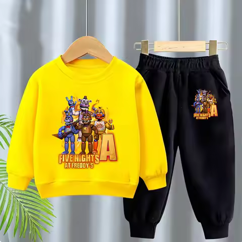 Five Nights At Freddy's 2 Hoodie+pants 2-piece Set Creative Cartoon A-Z Letters Kid Sweatshirt Sets 