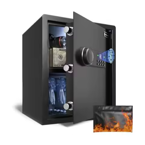 Biometric Safe Box with Fireproof Bag Quick-Access Security Safe Box with Upgraded Fingerprint Steel