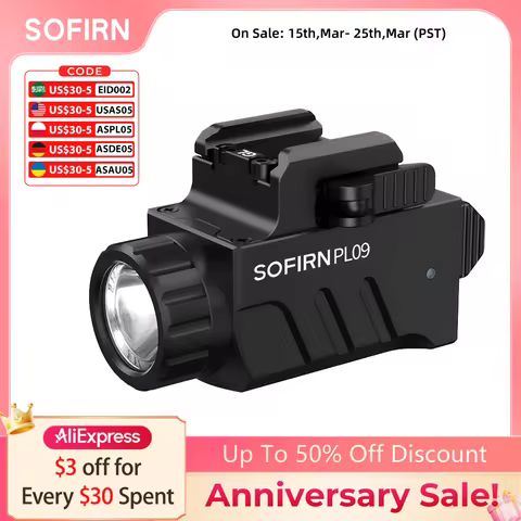 SOFIRN PL09 Tactical Scout Flashlight SST40 1600lm Rechargeable Light Quick Release with Double Swit