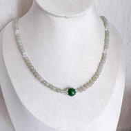 Vintage Light Green Jade x Natural Green Emerald Necklace