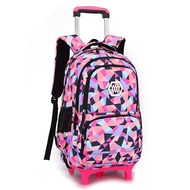 ZIRANYU Removable Children School Bags with 2/6 Wheels for Girls Trolley Backpack Kids Wheeled Bag B