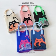 New Mini Shoulder Messenger Phone Bag Cute Cat Knitted Hand Bag Small Portable Coin Purse For Women Wholesale SAYUE
