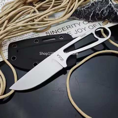 Ant IZULA Stainless Steel Outdoor Fixed Blade Hiking Camping Compact Knife, 8Cr13mov Blade& Handle, 