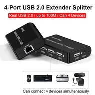 Super 4 USB2.0 Network Cable Extender Via RJ45 Cat5e Cat6 Ethernet Cable 100m for Webcam Camera Mous