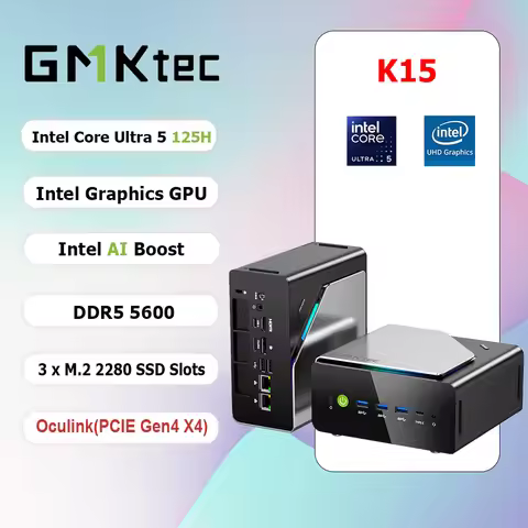 GMKtec K15 Gaming PC Intel Core Ultra 5 125U Mini PC 12-core 14-thread 32GB DDR5 1TB SSD Computer wi