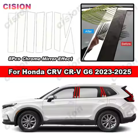 Glossy Chrome Car Door Center Middle BC Pillar Post Cover Trim For Honda CRV CR-V G6 2023 2024 Windo