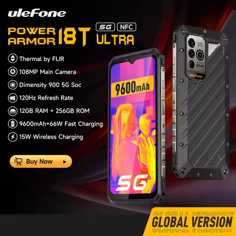 Ulefone Power Armor 18T Ultra 5G Rugged Phone THERMAL BY FLIR® Smartphone 256GB/512GB 9600mAh 66W Mo
