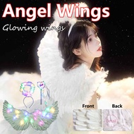 Kids Angel Wings Fairy Wings White Fairy Feather Wings Wings Costume for Kids Glowing Wings