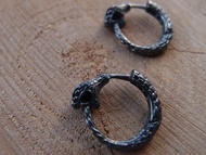 烏洛波羅斯蛇純銀耳環 16mm-0.65英吋一對