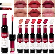 DAGEDA Wine Lip Tint, 5 Matte Lipstick and 1 Lip Plumper Set, Upgraded Long Lasting Waterproof Liqui